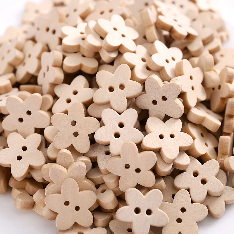 50Pcs Five-Pointed Star Shape Wooden Sewing Buttons Cute Mixed Color Dot Pattern Button For DIY Dolls Crafts Garment Accessories