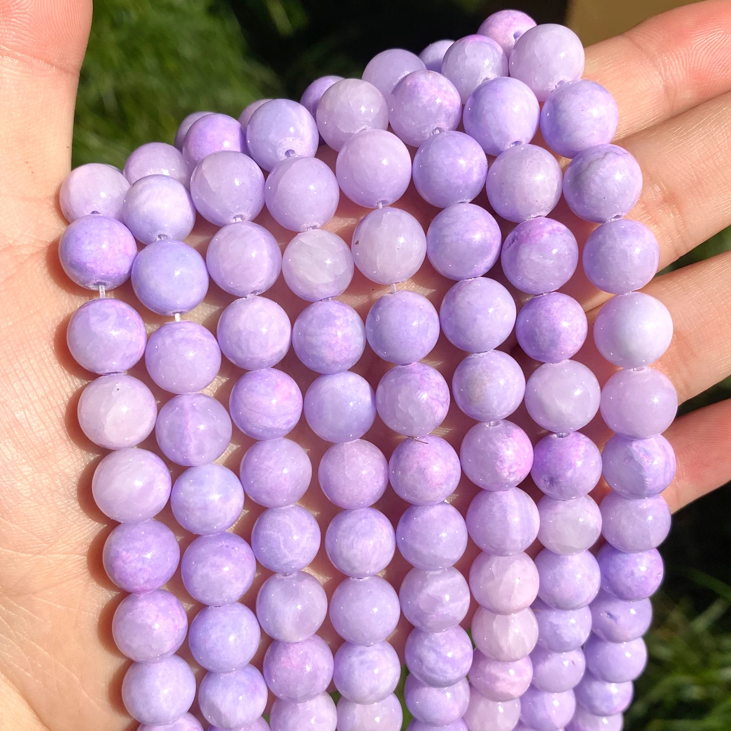 Perles de pierres précieuses en Jade violet naturel, pour la fabrication de bijoux, collier, boucle d'oreille ronde, espaceur ample, taille 6/8/10/12mm, 15 pouces