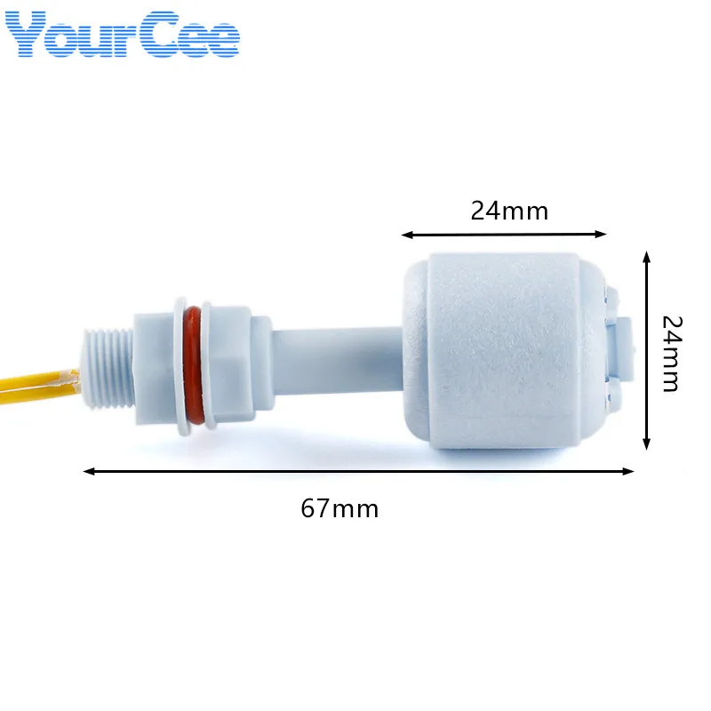 Interruttore a galleggiante orizzontale del modulo sensore dell\'interruttore del livello dell\'acqua del galleggiante in PP da 52 mm verso il basso