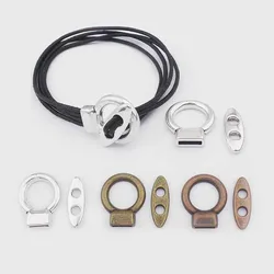 5sets Tibetan Silver/Bronze/Copper Twine Leather Toggle Clasp Hooks For 2mm Rope Bracelets & Bangles Jewelry Findings Making
