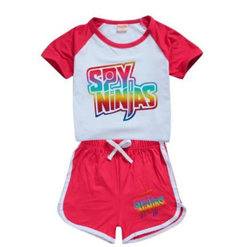 100-170 New Fashion Spy Ninjas T-shirt Shorts Casual Sports Suit Kids Boutique Clothing Wholesale Baby Girl Tops Set Boys Tshirt