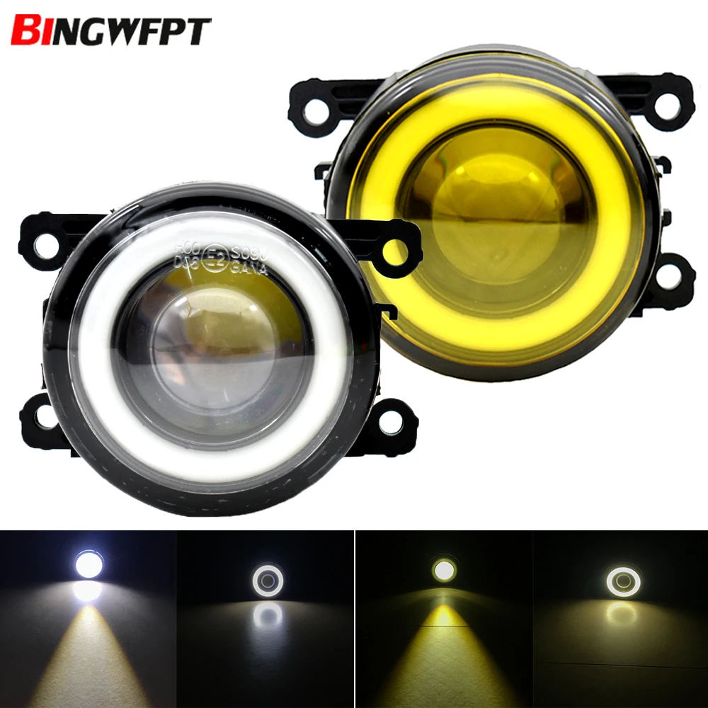 2PCS Car Front Fog Light with Angel Eye DRL LED Fog Lamp 12V For Suzuki Jimny Grand Vitara Swift SX4 Splash Ignis Alto XL7