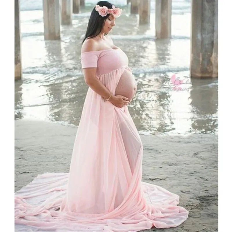Maternity Dress Photography Props Chiffon Pregnancy Dress For Photo Shoot Maxi Gown Dresses Maternity Clothes For Pregnant Women image 5
