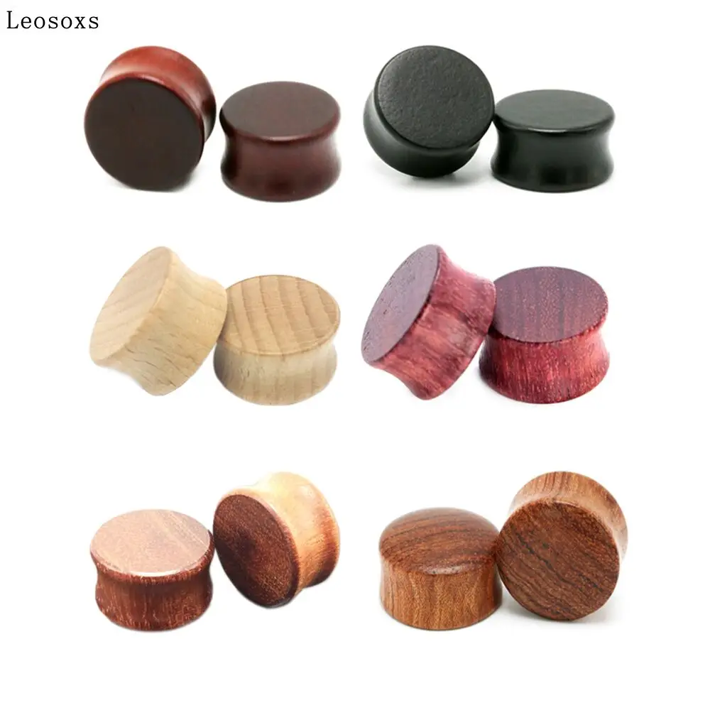 

Leosoxs 2 Pcs Wooden Ear Expander Auricle Reamer Earplug Gauge Earrings Punk Flesh Tunnel Expander Perforated Body Jewelry