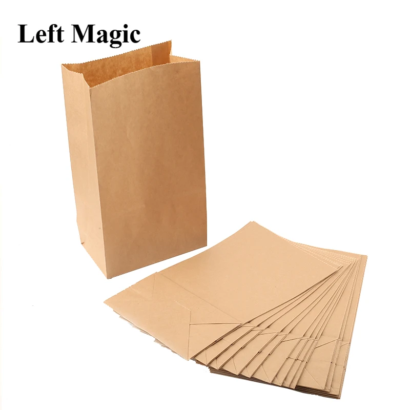 10pcs Kraft Paper Bags Used For Devils Nail Vanising Champagne Bottle Rubber Hammer Banana Orange Magic Tricks Accessory Gimmick