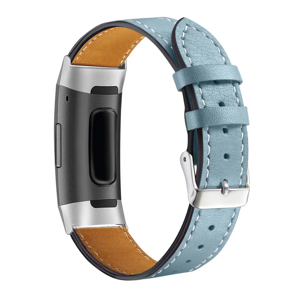 สายรัดข้อมือหนังแท้สำหรับFitbit Charge 3สร้อยข้อมือสำหรับFitbit Charge 4