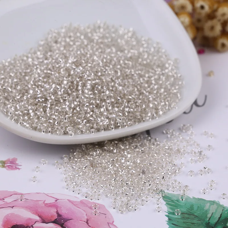 30grams/bag 2mm*2000pcs/3mm*1000pcs/4mm*330pcs Glass Seed Beads Inner Silver Color Jewelry Earrings Necklace Bracelet DIY Making