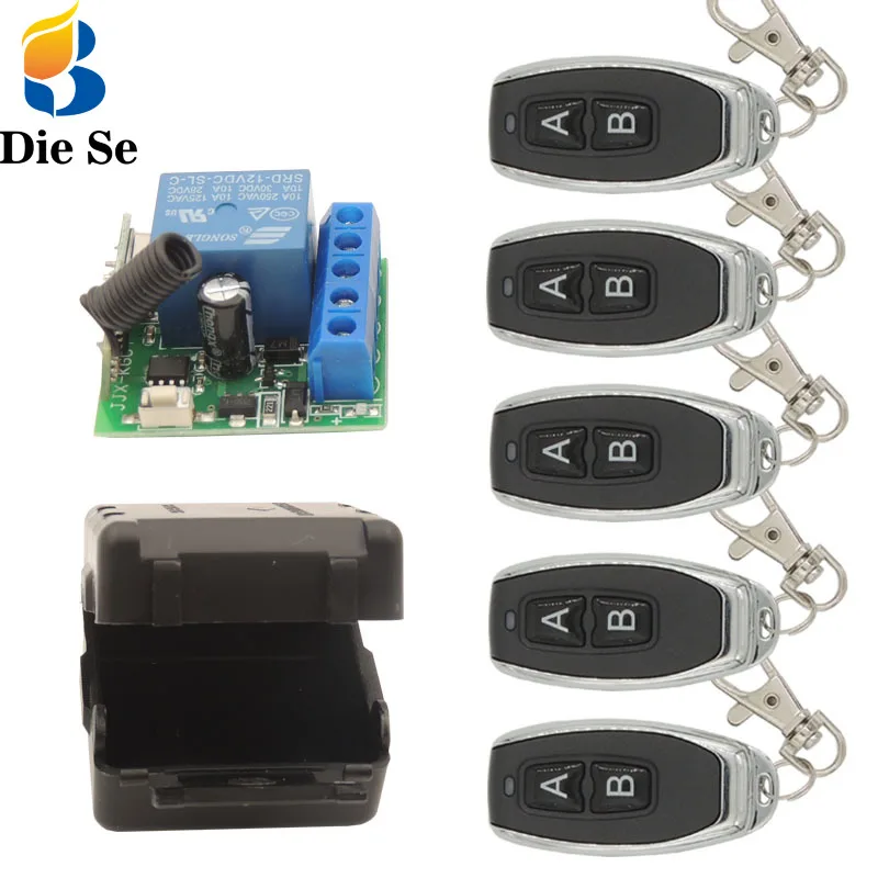 

Diese 433Mhz Universal RF Remote Control Switch 12V Relay Receiver 1CH Controller and Transmitter Key fob DIY Smart Remotes