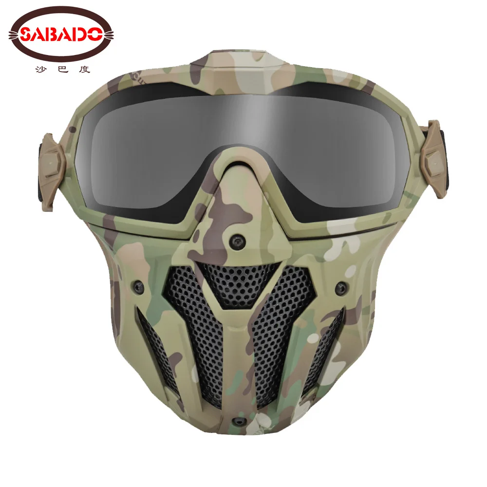 Airsoft Mask Detachable Goggles with Anti-fog Fan Tactical Paintball Protective Full Face Mask Shooting CS Goggles Masks