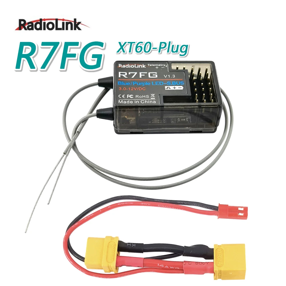 RadioLink R7FG 2.4GHz 7CH Dual Antenna Reciever High Voltage Integrated Gyro Version For Radiolinks RC6GS RC Transmitter