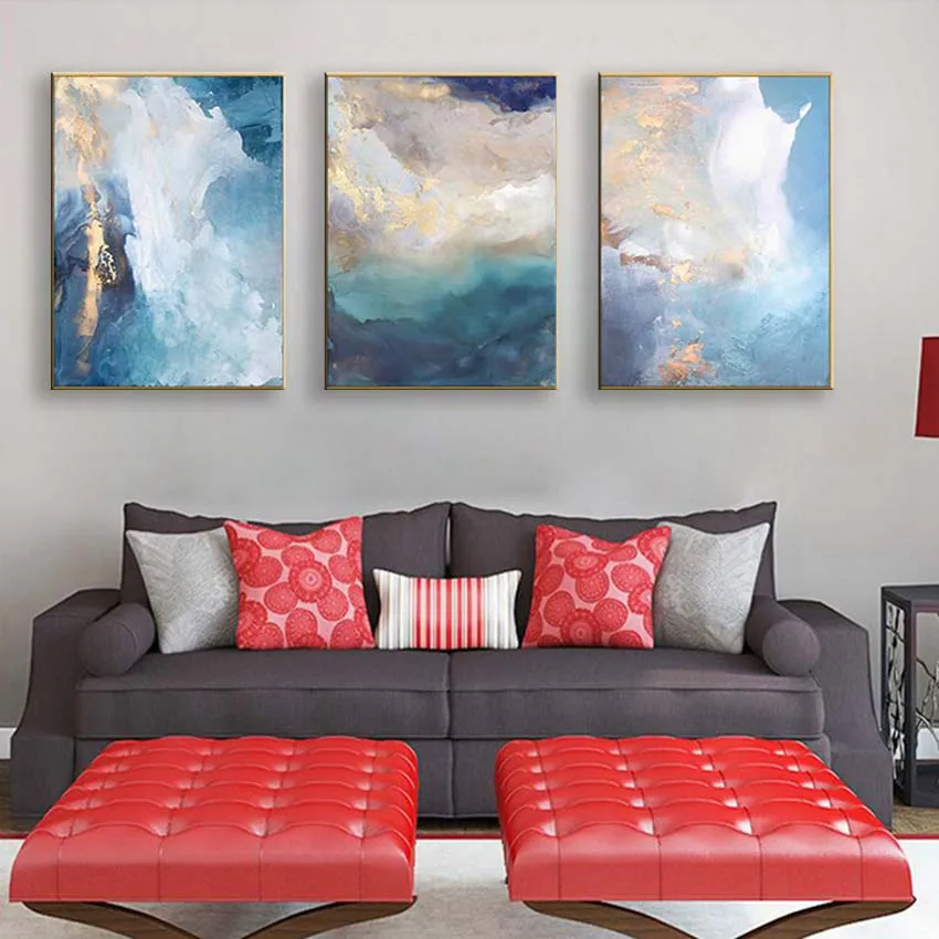 

Handmade Canvas Oil Painting Triple Hanging Picture Home Abstract Decorative Art Frameless Customized Poster Living Room Bedroom