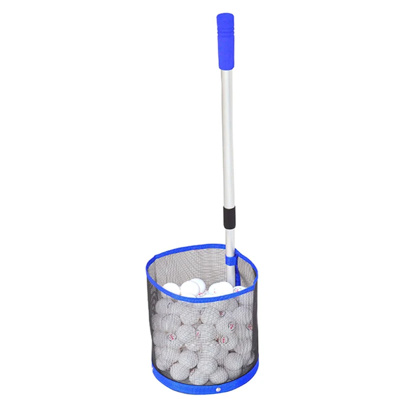 Telescopic Table Tennis Ball Picker 2 Section Aluminum Pole Table Tennis Picking Net Collection Can Hold 120 PCS Ping Pong Balls