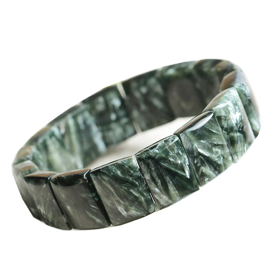 Natural Green Seraphinite Stone Bracelet Bangle For Women Men Wealth Healing Gift Energy Crystal 18x13mm Beads Jewelry AAAAA