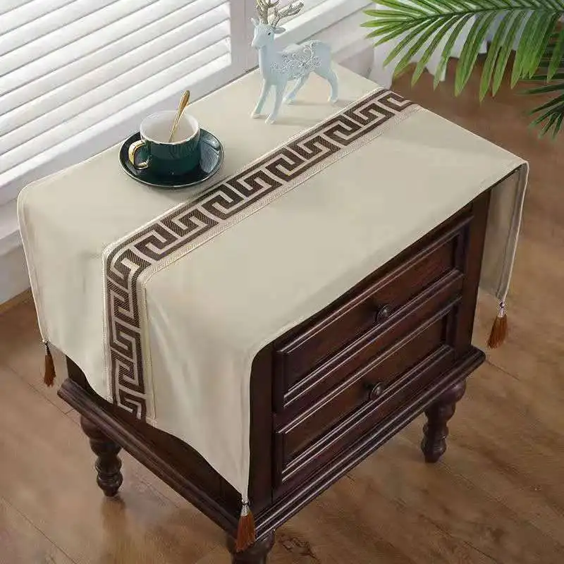 Custom Jacquard Lace Bedside Table Dust Cover Cloth Chinese Velvet  Tea Tablecloth Washing machine TV Set Dirt-proof Sets