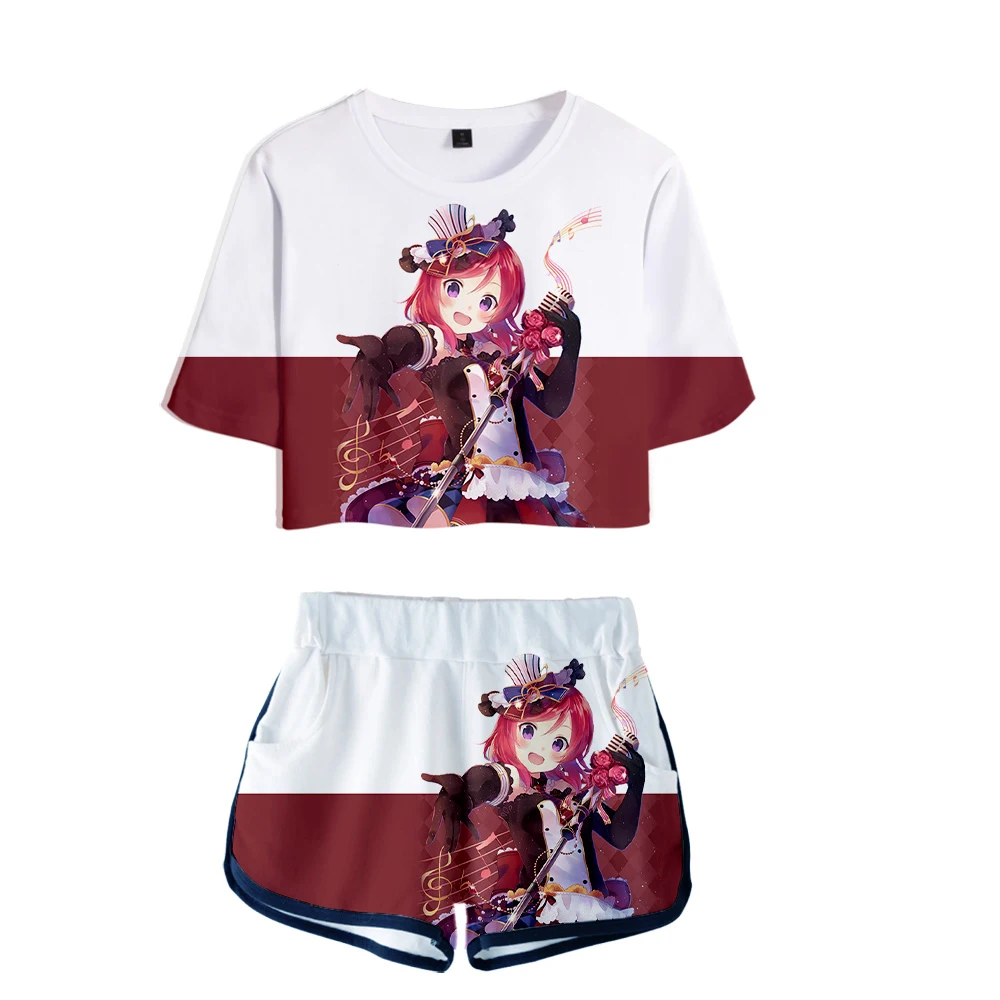 

LoveLive! Nishikino Maki μ's school idol 3D Summer unisex Sets Sexy Short Tops+shorts Elastic Waist Suit WomenMen Two Piece Sets