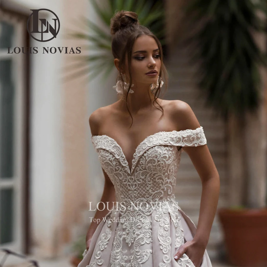 LOUIS NOVIAS Elegante Brautkleider Für Frauen Hohe Qualität Perlen Perlen Blumen Lace Up Prinzessin Brautkleid Vestidos De Novia