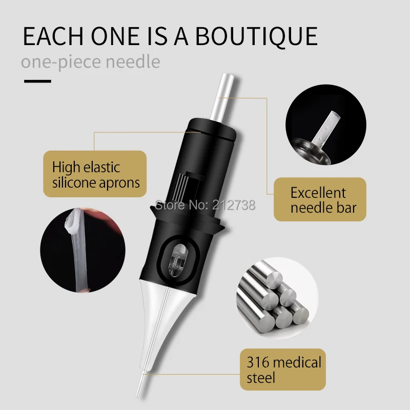 Standard Tattoo Needle Cartridges 1/3/5/7/9/11/13/15/17/19/21/23 CM M1 RS RL 10 Pcs/Box Tattoo Pen Rotary Machine Needle