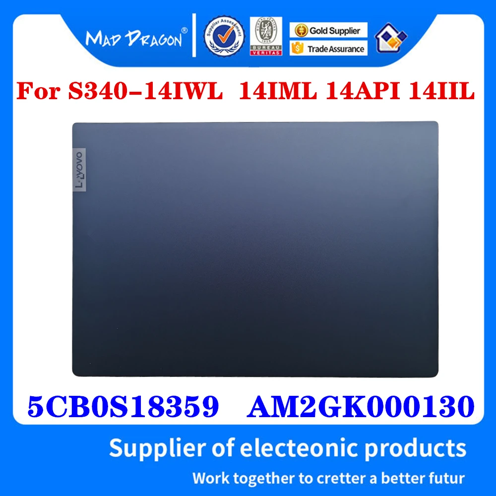 para lenovo s34014iwl s340 14iml s340 14api 14iil portatil lcd tampa traseira case superior capa traseira azul um escudo 5cb0s18359 am2gk000130 01