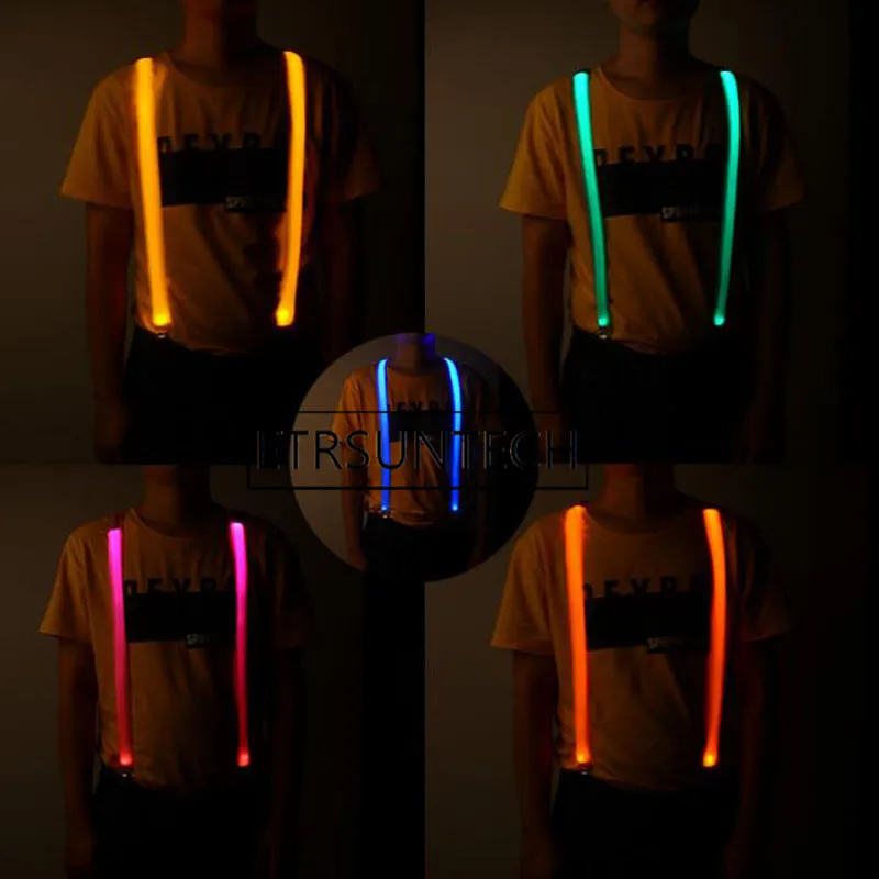 20pcs Led Suspenders Unisex Flashing Adjustable Light up Suspender For Outdoor Night Cycling Running Riding