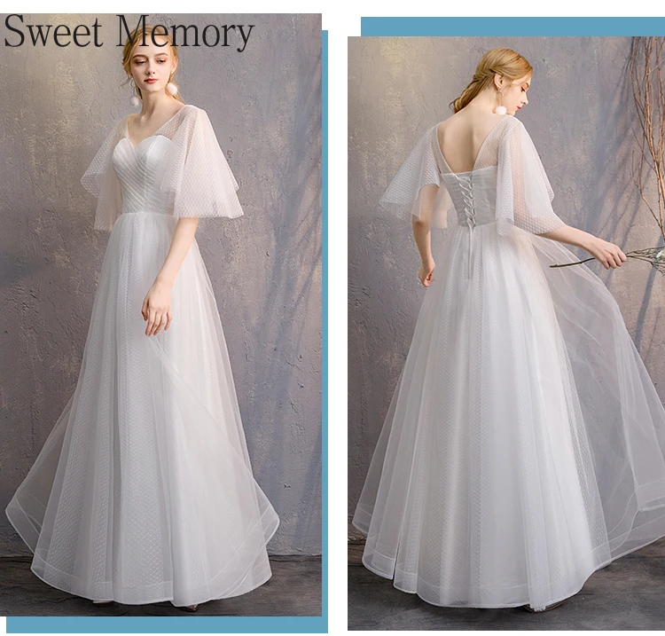 Robes de mariée longues et blanches pour demoiselles d'honneur, robe de Rhsexy pour femmes, longueur au sol, zone en tulle, robe de soirée, robe de mariée éducative