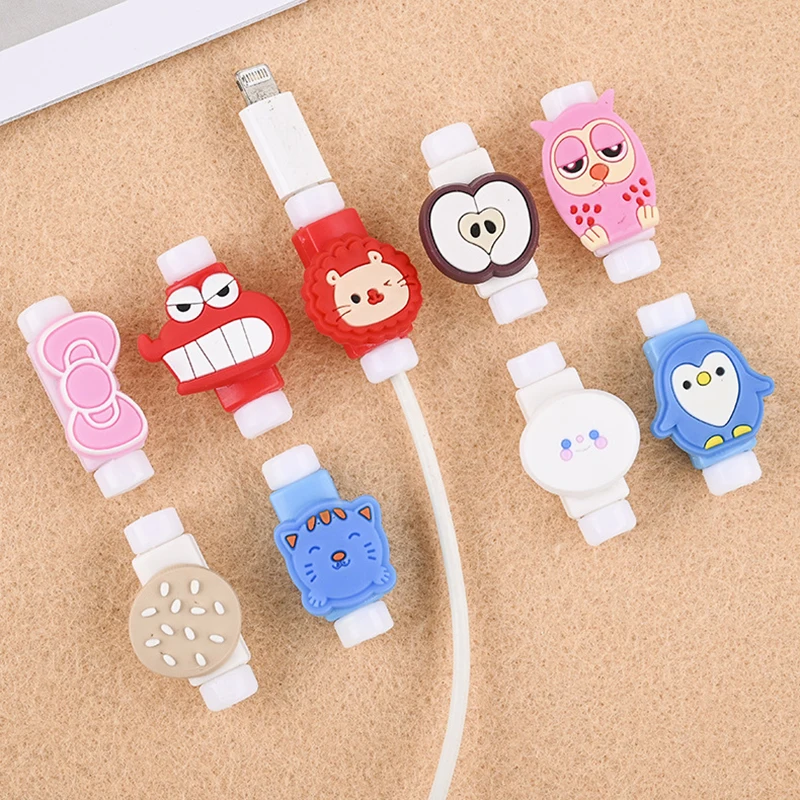 Cartoon Cable Protector For Phones Cable holder Ties cable winder Clip For Mouse USB Charger Cord management cable organizer