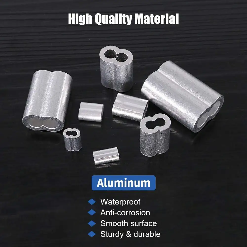 M2-M5,304 Stainless Steel Thimble Aluminum Crimping Loop Sleeve Assortment Kit for Diameter Wire Rope Cable Thimbles Rigging