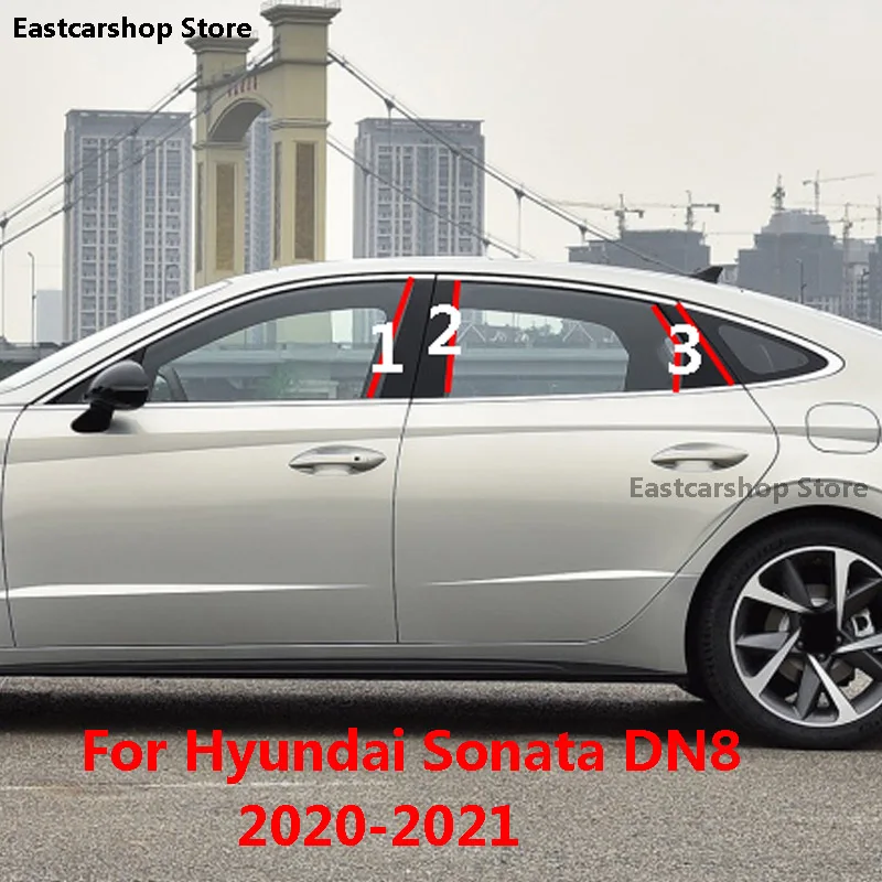 Car Door Window Middle Column Trim Decoration Protection Strip PC Stickers for Hyundai Sonata DN8 2020 2021 2015-2019 2011-2014