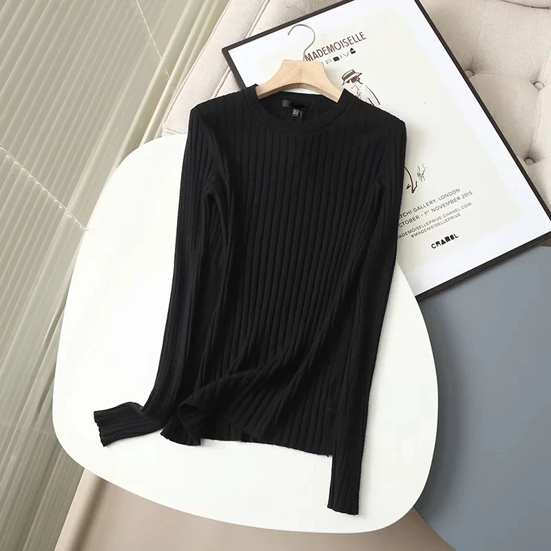 Maxdutti Winter Sweaters Women Office Lady Solid Pull Femme Rib Oneck England Pullovers Tops Style Fashion Simple Sweaters Women