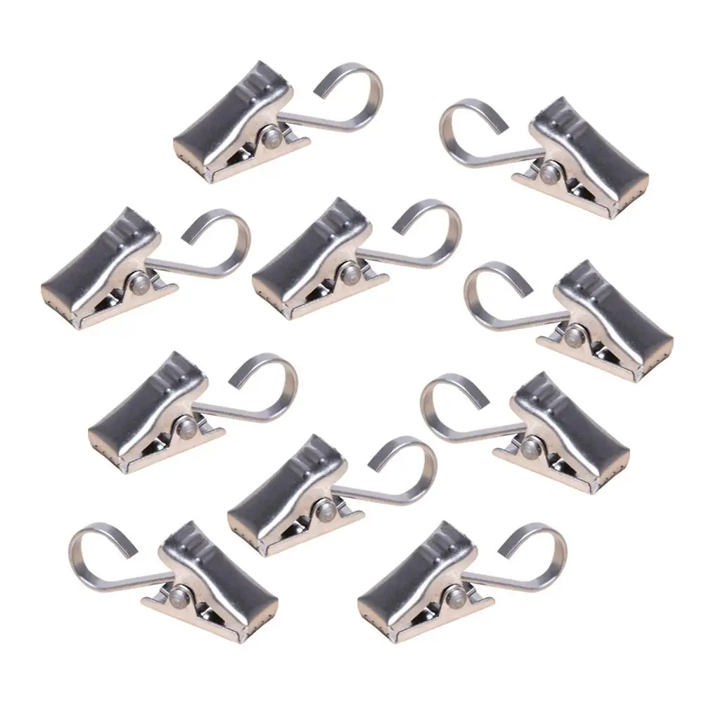 금속 샤워 커튼 클립 10Pcs 욕실 드레이프 후크 행거 클램프 액세서리