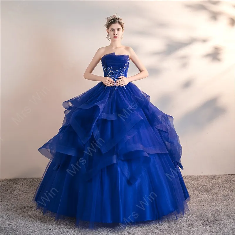 Robe de Rhélégante sans bretelles pour femmes, robes de Quinceanera bleues, 6 couleurs, zones formelles, taille personnalisée, 2023