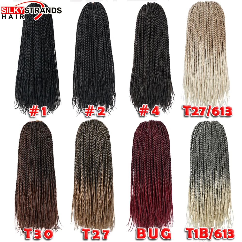 Microtrenzas de Pelo trenzado sintético para mujer, extensiones de cabello de fibra de alta temperatura, preestirado, 14, 18 y 24 pulgadas