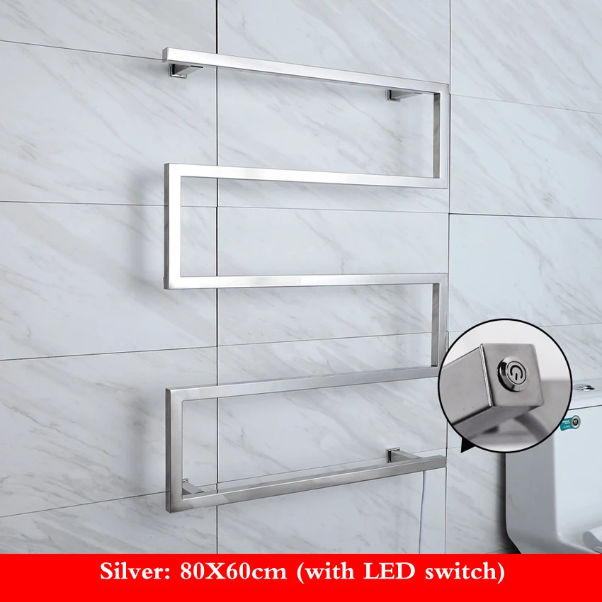 Bow shaped Electric bath towel warmer 304 stainless steel shower room heated towel warmer rack can be timing/temperature control