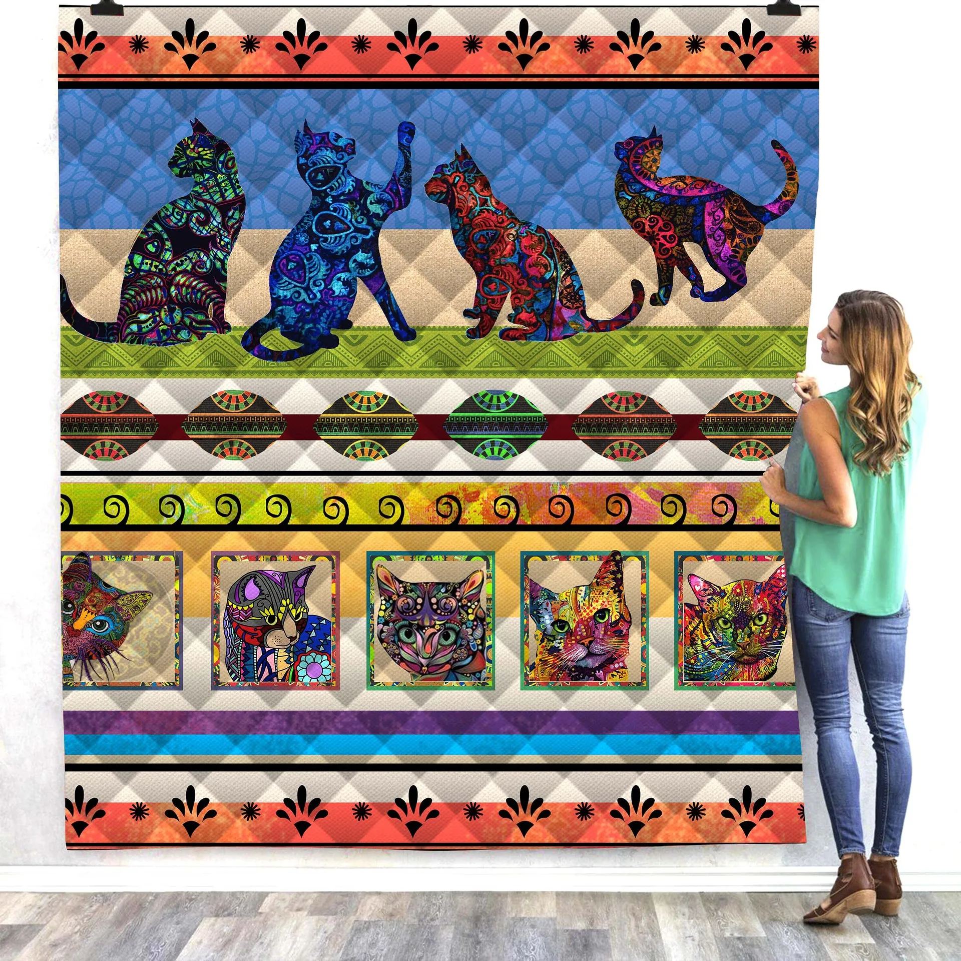 

Halloween cat cute 3D printed Quilt Blanket Kids Adults Bedding Throw Soft Warm Thin Office Blanket With Cotton Quilt style-7