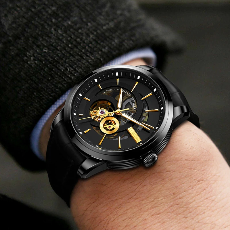 ساعة LOBINNI الياقوت الزجاجية المقاومة للماء للرجال من أفضل العلامات التجارية ساعة ميكانيكية للرجال توربيون من الفولاذ المقاوم للصدأ ساعة أوتوماتيكية