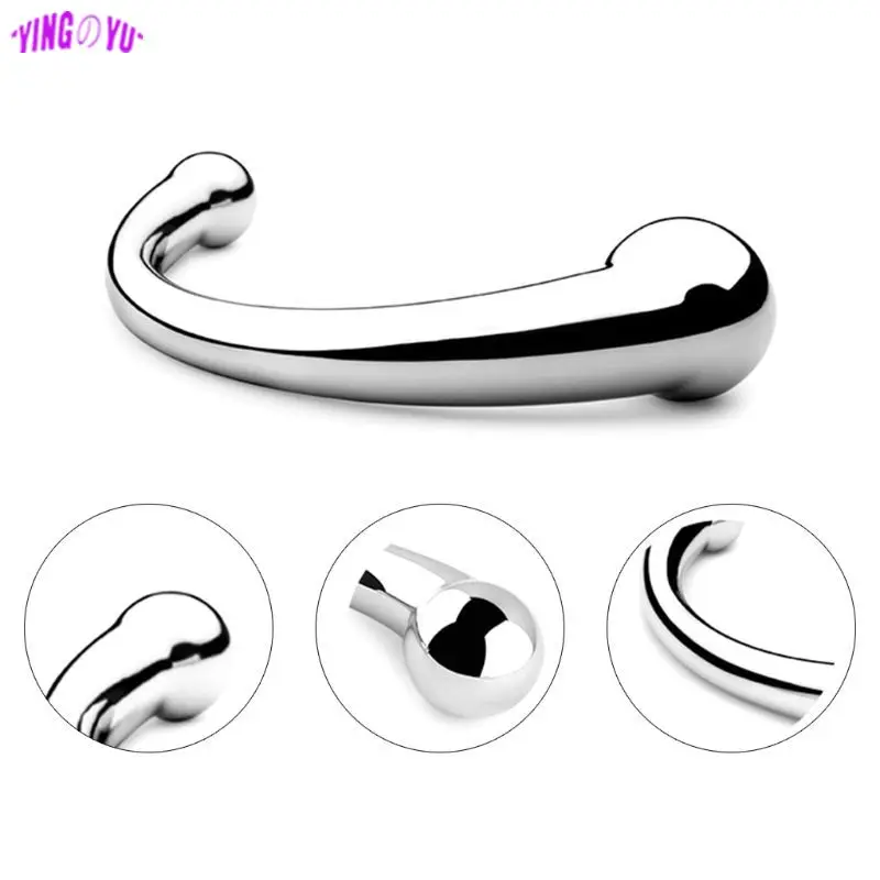 Double Ended Stainless Steel G Spot Wand Massage Stick Pure Metal Penis P-Spot Stimulator Anal Plug Dildo Sex Toy For Women Men