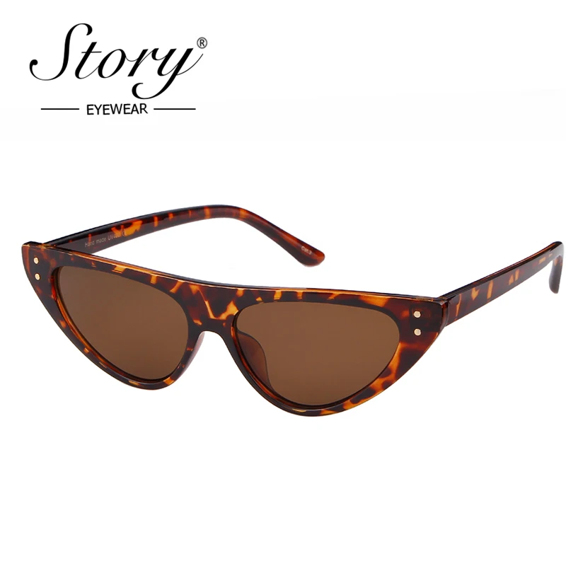 

STORY Retro Small Flat Top Cat Eye Sunglasses Women 2018 Fashion Triangle Leopard Cateye Sun Glasses UV400 gafas de sol Goggles