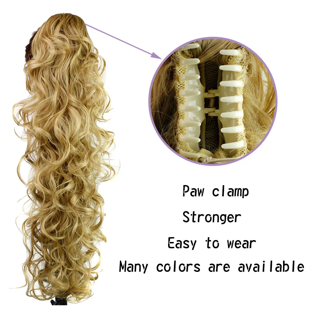 MSTN Long Curly Claw Clip On Ponytail Hair Extension Heat Resistant Synthetic Curly Pony Tails Wig Fake Hair Extensions