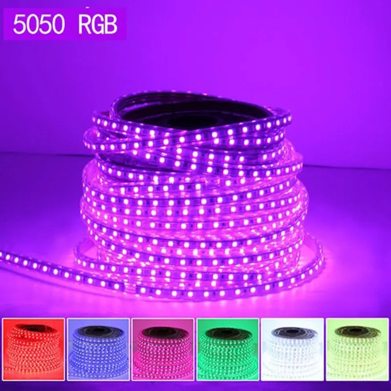 

30M 5050 Flexible Led tv backlight Strip Light Waterproof Ip67 Ac110v 220v Led String Light 60leds/m 14.4w/m RGB Color