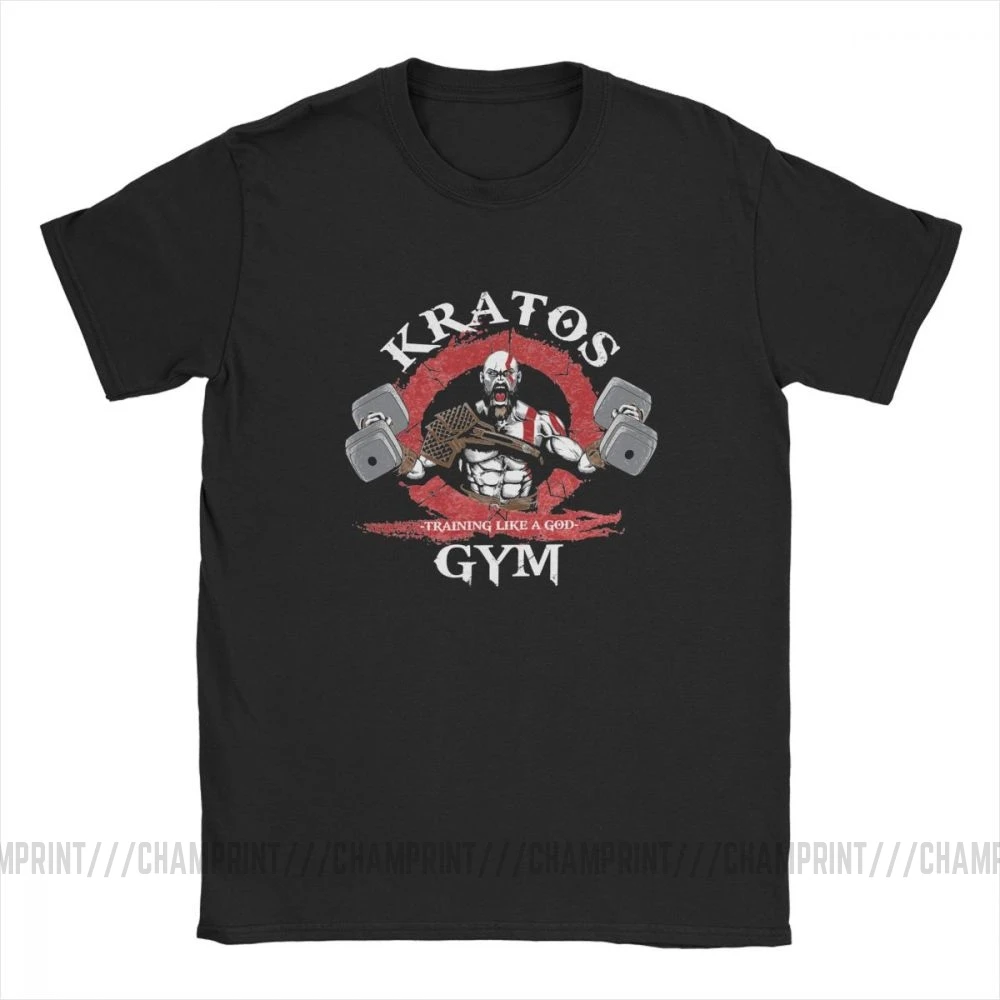 Men\'s God Of War Kratos Gym Workout Bodybuilding T Shirt Fitness 100% Cotton Clothing Casual Tees T-Shirt Plus Size 4XL 5XL