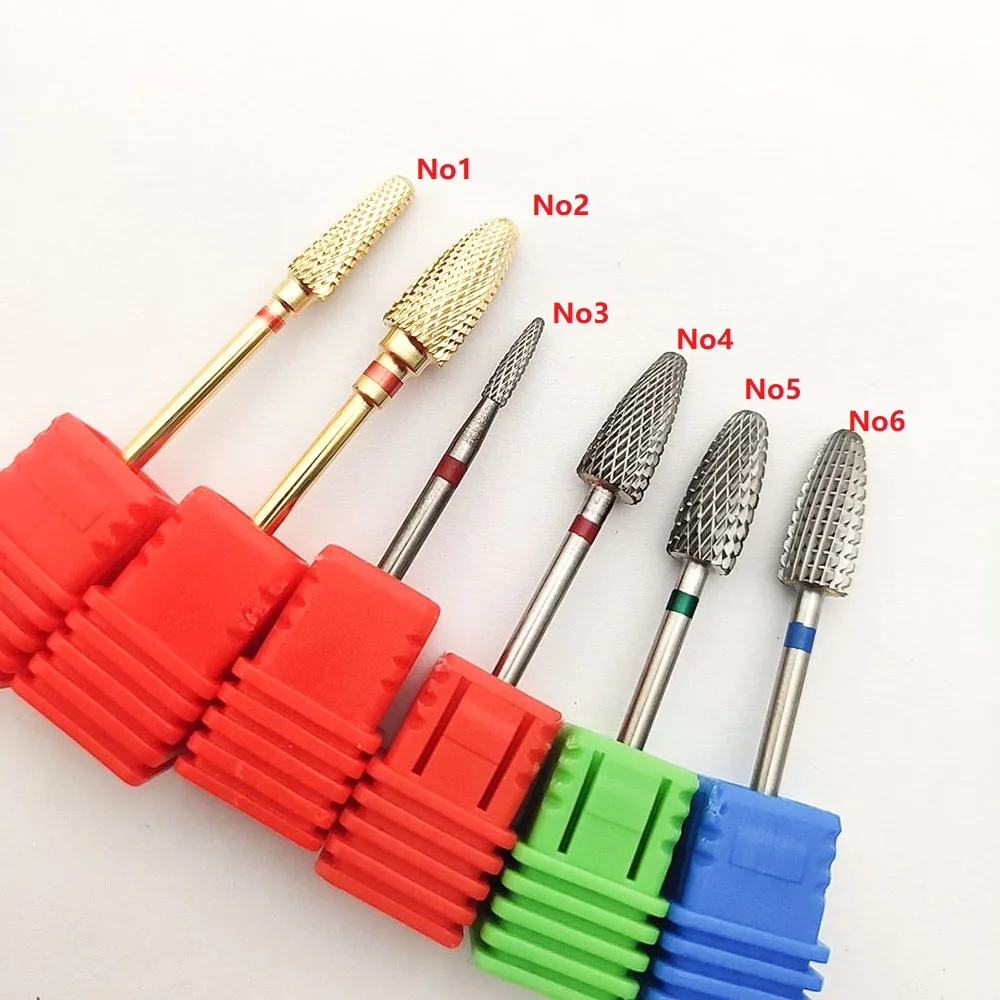 

6 Size Tungsten Carbide Nail Drill Bit 3/32" Rotary Manicure Cutters Bits For Manicure Drill Accessories Gel Removal