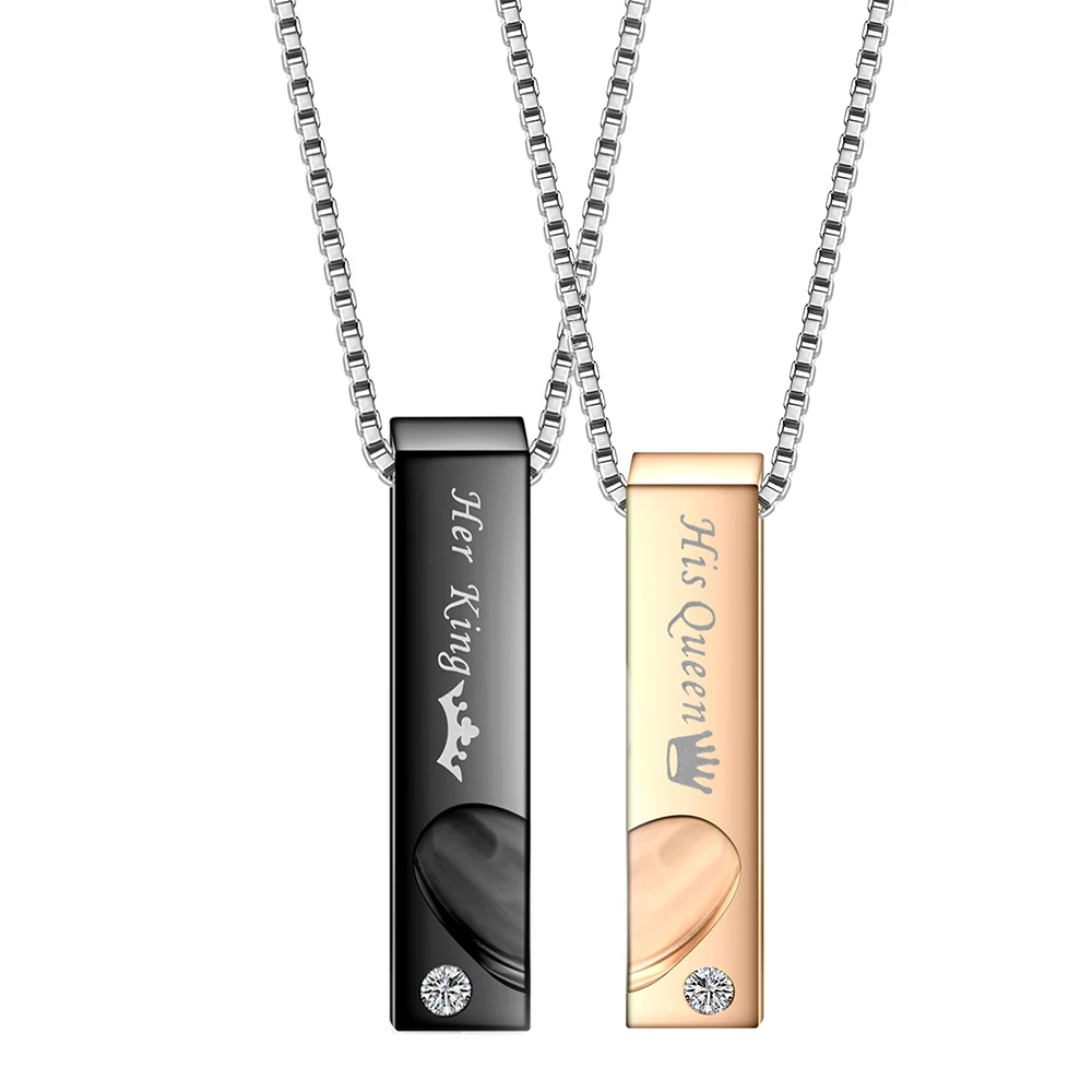 Ihr König, seine Königin, schwarze Rose, Kristall-Charm, Damen-Edelstahl-Schmuck, gepaarte Paar-Halskette für Männer, Luxus-Geschenkschmuck – Detail 2