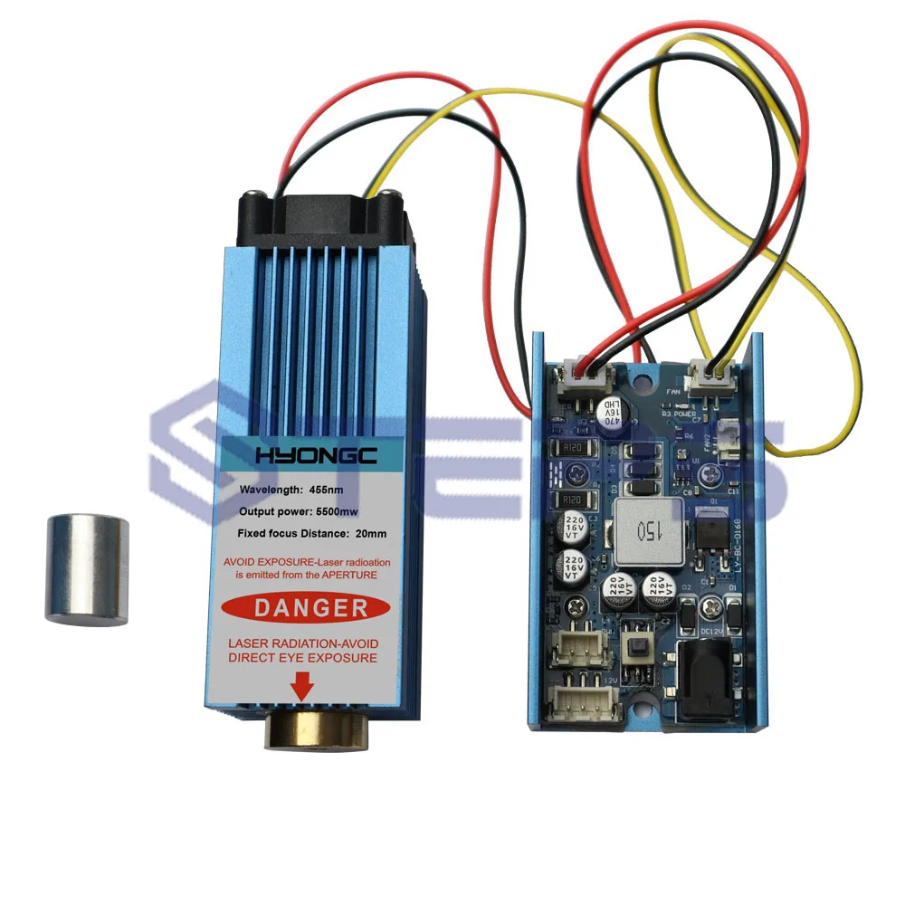 5.5W 445nm Fixed Focusable Laser Module Laser Head  Kits for  Engraving and Cutting Machine