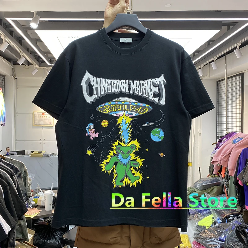 2021SS Little Bear Logo T Shirt Men Women High Quality Heavy Fabric Tee Alien Invasion Style Short Sleee Tops