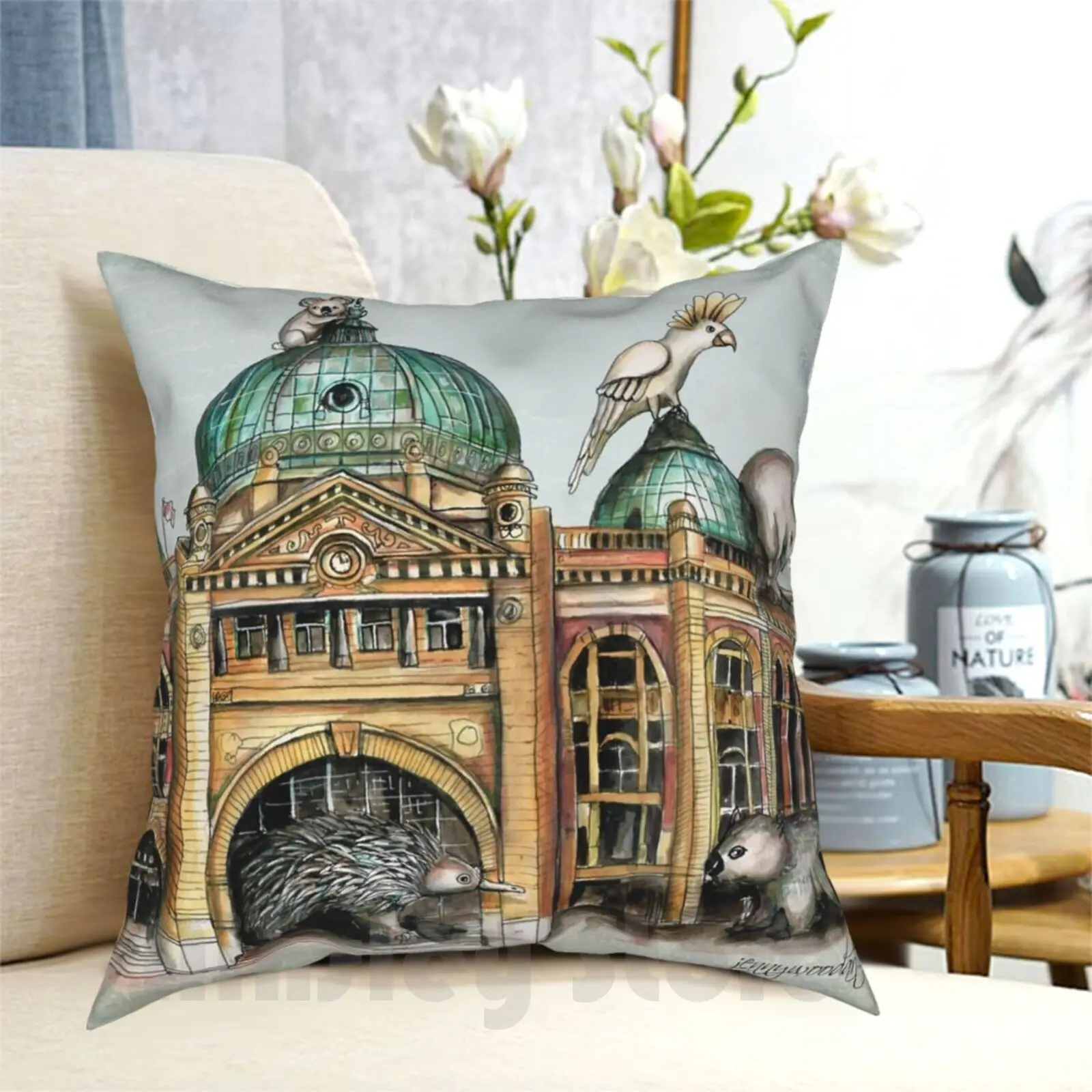 Flinders Street Station Melbourne Pillow Case Printed Home Soft DIY Pillow cover Flinders Street Melbourne Australia