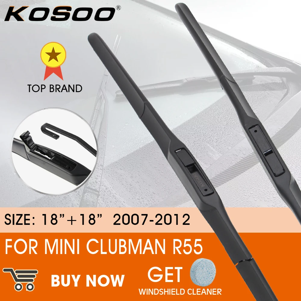 KOSOO Car Wiper Blade For Mini Clubman R55 2007-2012 LHD / RHD Front Window Windshield Windscreen Wiper Blades 18