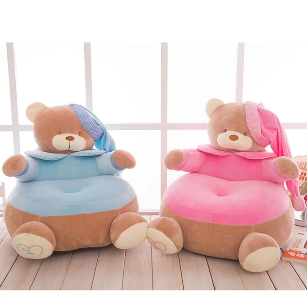 طفل أطفال لطيف الكرتون الدب كيس فول أريكة كرسي الغلاف لا حشو صبي فتاة الأطفال لينة المخملية نفخة الطابق مقعد أريكة قابل للغسل