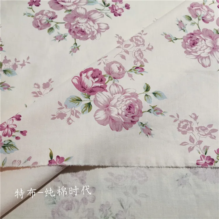 160x50cm Pink Red Rose Twill Cotton Cloth Diy Bedding Women\'s Sleepwear Girls Dress Sewing Fabric for