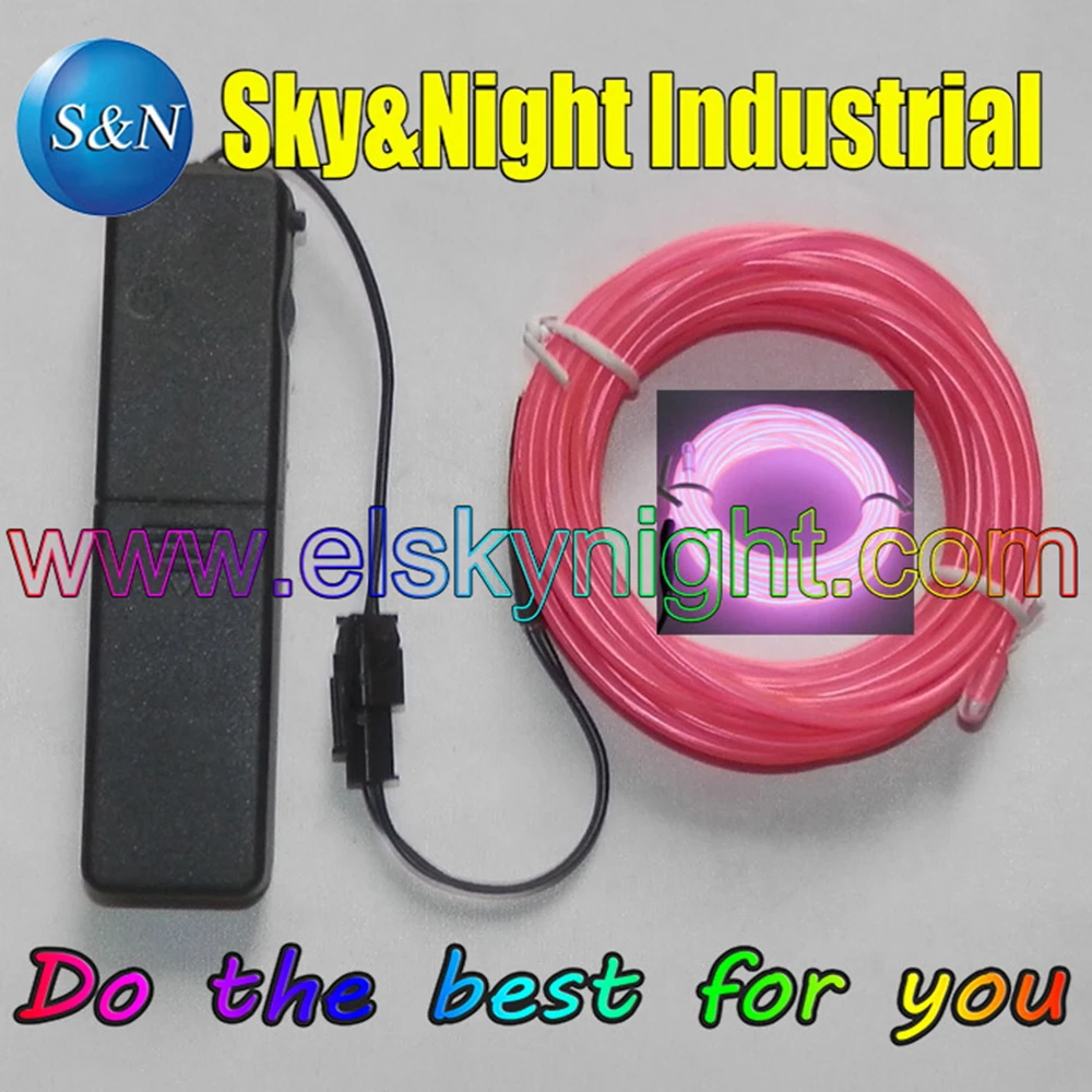 Pink-3M EL Wire 2.3mm +Sound Activated-3V Portable Controller (with functions of Constant -Flashing-Off)