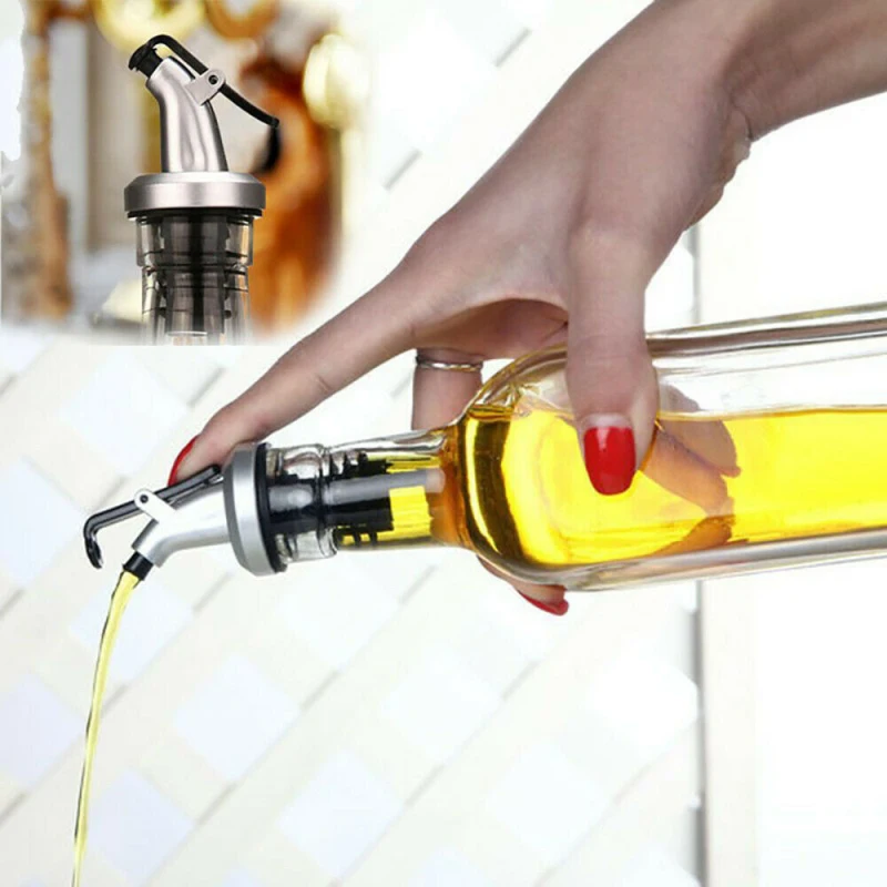 Oil Bottle Stopper Rubber Lock Plug Seal Leak-proof Food Grade Plastic Nozzle Sprayer Liquor Dispenser Wine Pourers Bar Tools