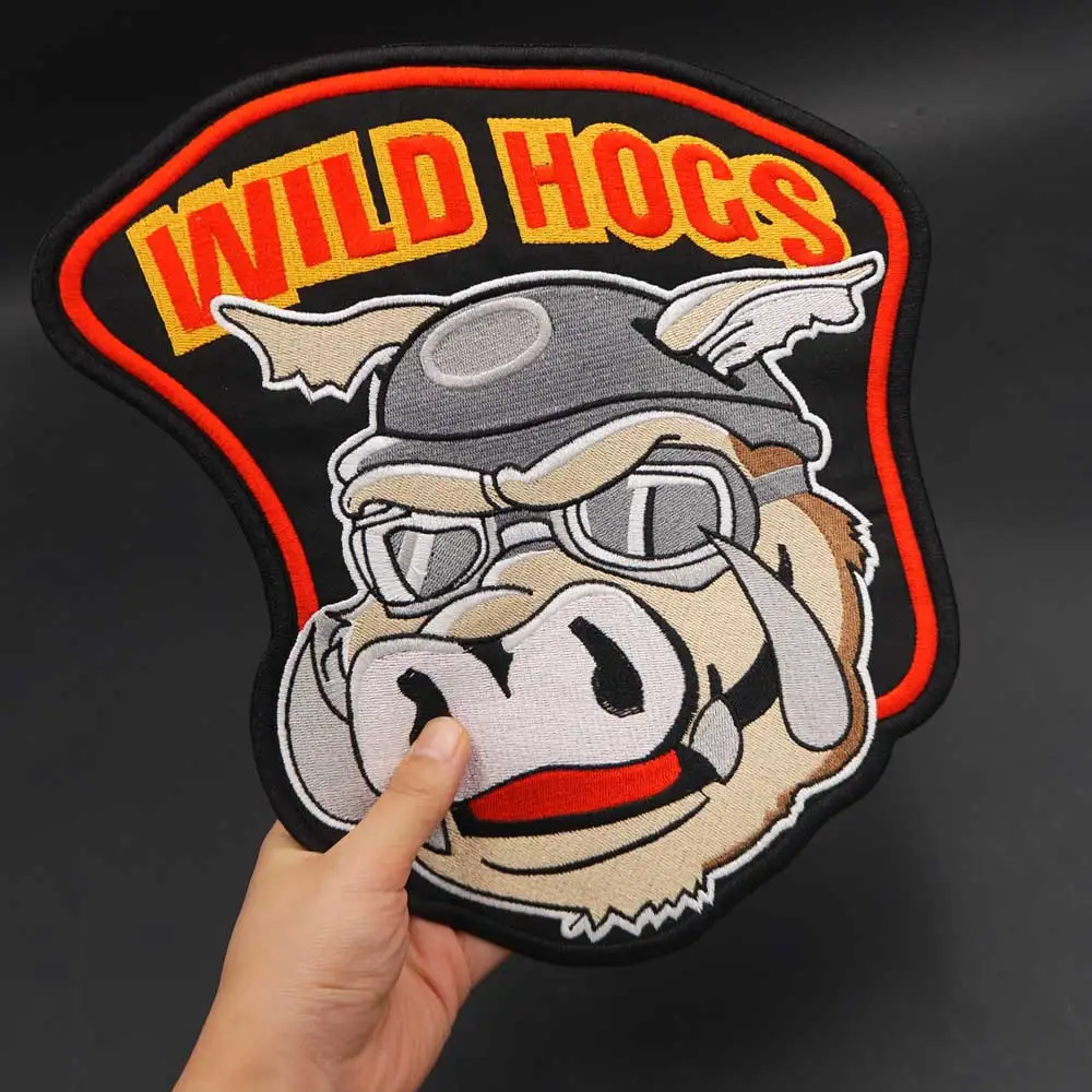 Large WILD HOGS ricamato moto MC uomo Biker patch abbigliamento Applique